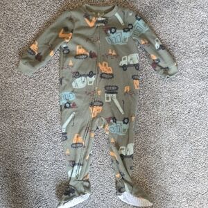 Carter's Green Construction Print Footie Pajama